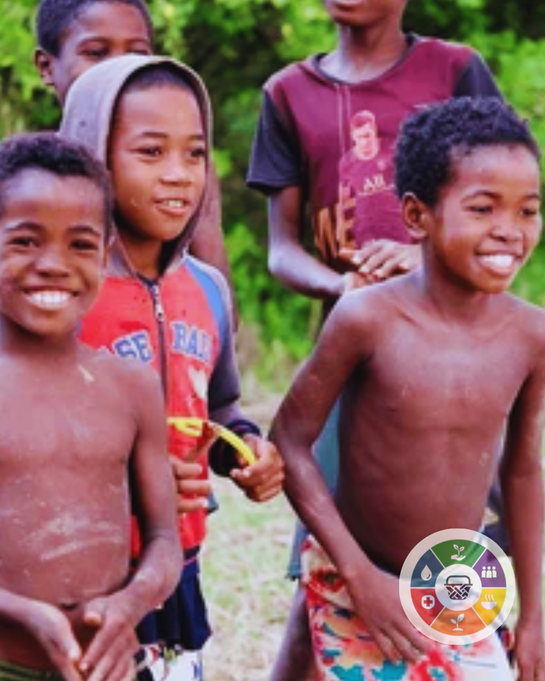 A symbol of sustainability, like a hand holding a small tree or a solar panel.